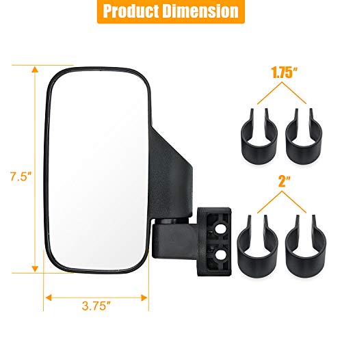 image for RANSOTO UTV Side View Mirror Rear View Mirror with 1.75“-2“ Roll B