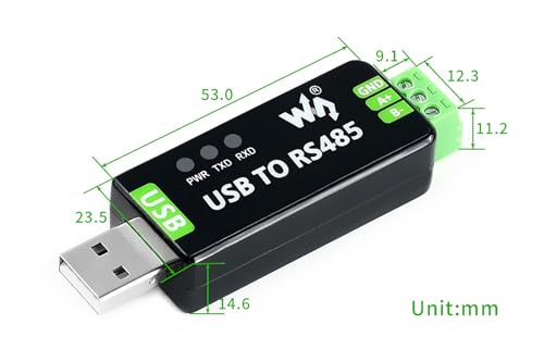 Waveshare Industrial USB to RS485 Converter with Original FT232RL Embedded Protection Circuits Resettable Fuse, ESD Protection, and TVS Diode, etc