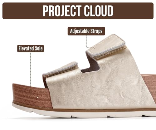 Image of Project Cloud 100% Genuine Leather Platform Sandals Women Footwear-Beach Essentials Summer Wedges with Plush and Soft Insole-Non Slip & Lightweight Wedge Sandals For Women 2026