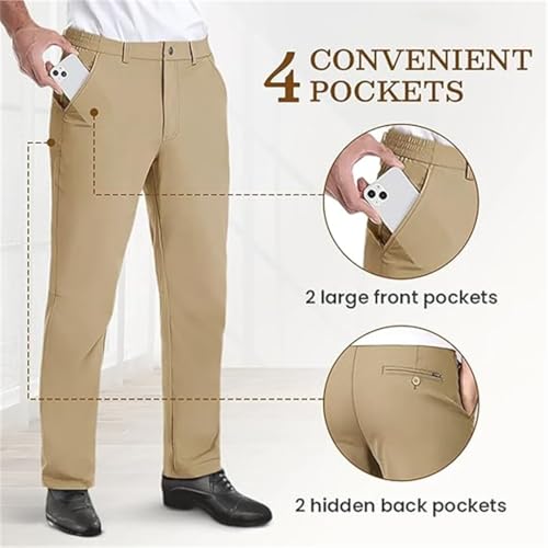 Caracomfy Mens Pants, Caracomfy Mens Stretch Slacks Glideactive - Men's Active Khaki Pants with Expandable Waistband2