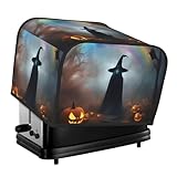 レインボーハロウィンゴースト魔女帽子クモプリント 4スライストースターカバー 防水プロテクター 家電 キッチン 寮 ホームアクセサリー