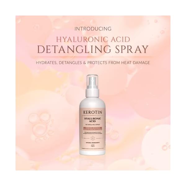 K Kerotin Hyaluronic Acid Detangling Hair Spray | Ultra-Hydrating Mist for all Hair Types | Restore Softness, Strength and Shine | Curly Girl Method Approved | Cruelty-Free - Image 3
