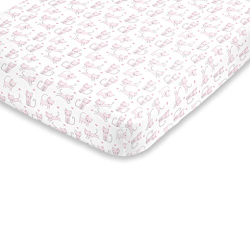 Drap-housse lit bébé chat rose NoJo pour créer un cocon de douceur nocturne
