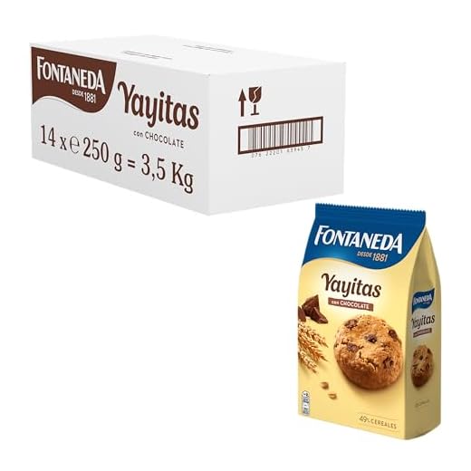 Fontaneda Yayitas Galletas con Pepitas de Chocolate y Cacao 250 g, Pack de 14