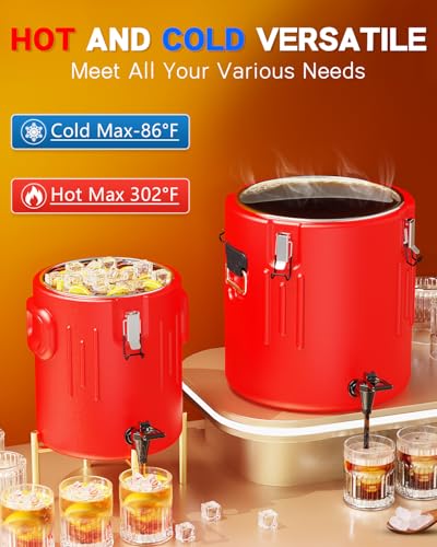 Portable Insulated Drink Dispenser - 3.5 Gallon Stainless Steel Jug for Hot and Cold Drinks - Ideal for Camping, Parties, and Sports