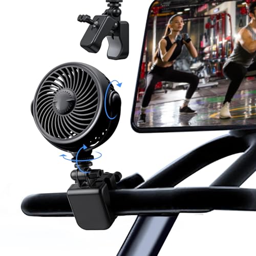 Nauttxon Rechargeable Peloton Bike Fan with Cotton Pads for Fragrance Drops, Clip Portable Battery Operated Fan for Treadmill Stationary Bike Exercise Stroller-Peloton Accessories-Black