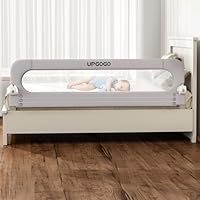 UPGOGO Folding Bed Rail for Toddlers,Baby Bed Rail Guard with Reinforced Anchor Safety System,Fit Bunk,Full Size,Queen,King,Twin(Grey,71\"x23.6\")