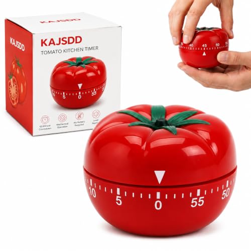 Image of Mechanical Kitchen Timer, Durable Rotary Timer with Loud Bell Alarm,Precise Time Measurement,No Battery Required,Cute Tomato Design for Kitchen,Baking,Study,Office & Daily Time Management