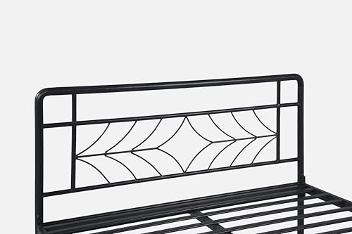 Image of Vara Metal Queen Size Bed Without Storage | Wrought Iron Double Bed with Headboard & Footboard | Sturdy Powder Coated Platform Bed Queen Size Cot for BedroomLivingRoom Black (75x60)