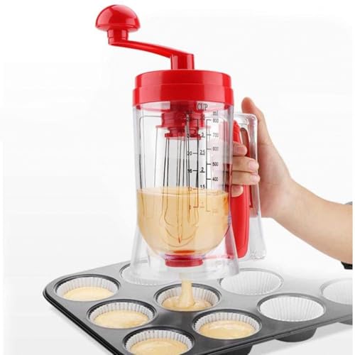 Dispensador de masa para panqueques: herramienta imprescindible en la cocina para panqueques, cupcakes, waffles, muffins, pasteles y crepes perfectos. Suministros para hornear de fácil vertido.