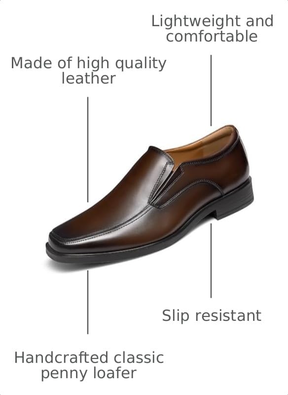 Image of GIFENNSE Mens Loafers Leather Slip-on Dress Shoes