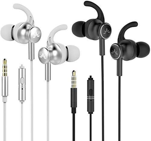 Promo 40% OFF Avantree 2-Pack Sports Earbuds Wired with Microphone, Sweatproof Running Earphones with Earfin, Metal in Ear Headphones for Workout Exercise Gym, Compatible with iPhone Android Phones PC - ME12