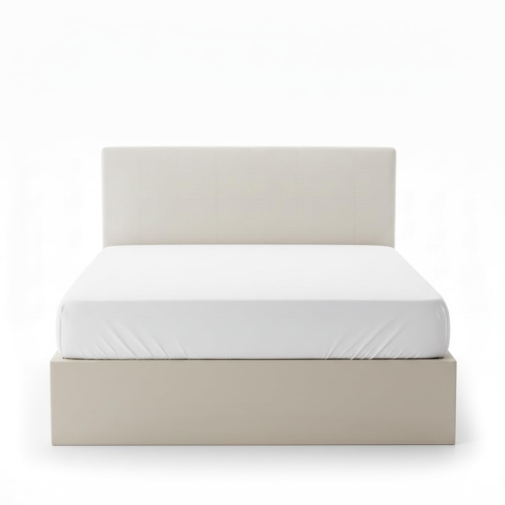 AL NAZ 100% Egyptian Cotton Fitted Sheet Premium Quality with Elasticated Edges Machine Washable Fitted Bed Sheet 30 CM 200 Thread Count (White, King)