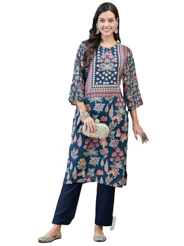Image of Shree Women Liva (Rayon) White Floral Print Kurta