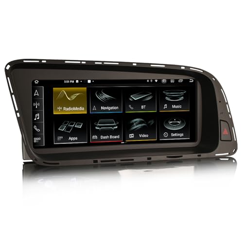 Erisin 8,8 Pulgadas 8 núcleos 4GB+64GB Android 14 Radio Coche Bluetooth 5.1 GPS Navegador para Audi Q5 2009 2016 Soporte CarPlay inalámbrico Android Auto WiFi Dab+ OEM MMI USB DSP Canbus IPS TPMS 4G