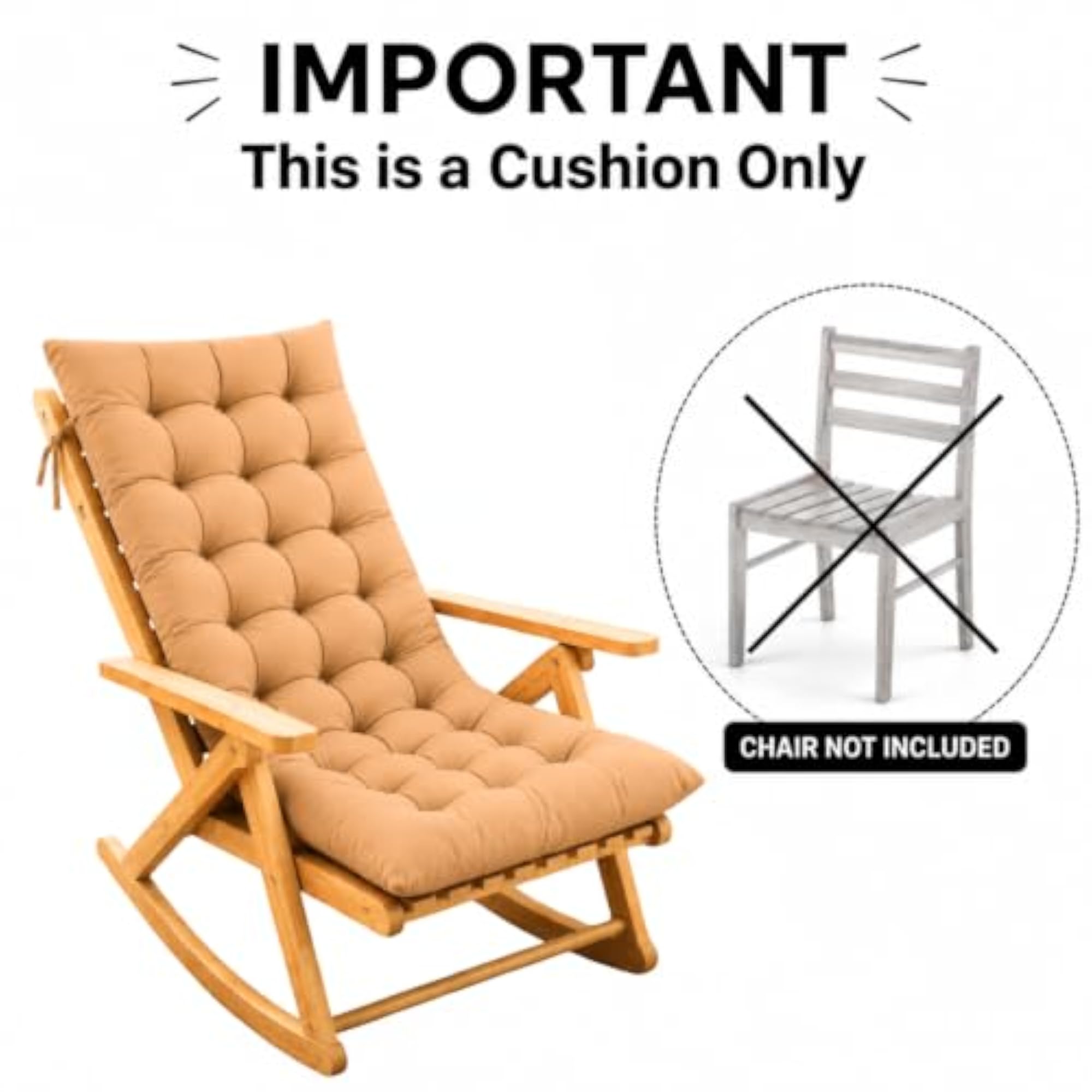 Rocking Chair Cushion with Backrest and Seat Pad