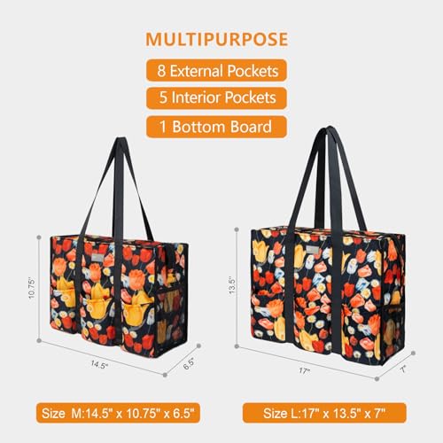 Image of TOPDesign Utility Water Resistant Tote Bag with 13 Pockets, Top Zipper Closure & Thick Bottom Support, for Working Women