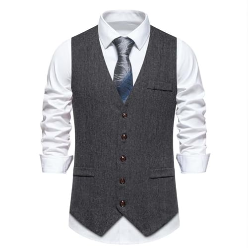 Men's Suit Vests Lightweight Vintage Work Formal Tuxedo Business Casual Vest Retro Tweed Button Wedding Dress Vests2