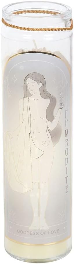 Aphrodite Goddess Tube Candle with Rose Quartz Crystals – Divine Energy for Self-Love, Rose Quartz for Compassion and Healing, Fresh Neroli Fragrance, 50 Hours Burn Time, Repurpose as a Vase