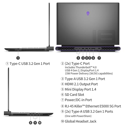 Image of Dell Alienware m18 R2 Gaming Laptop, NVIDIA RTX 4090 16GB GDDR6, Intel i9 14900HX, 18 inch QHD+ (2560x1600) 165Hz, 64 GB DDR5, 8 TB SSD, WiFi 7, Bluetooth 5.4, Windows 11 Pro, Gaming Mouse, 256GB UFD