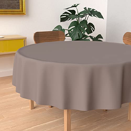 Soleil d'ocre 815234 ALIX Nappe anti-tâches ronde Polyester Moka 180 cm, Marron