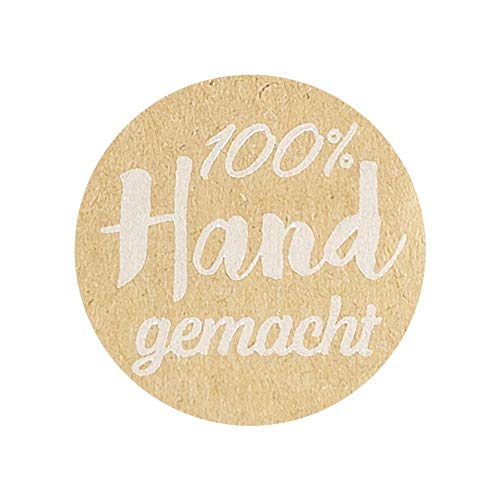Ideen mit Herz Kraftpapier-Sticker | 100% Handgemacht | Ø 2,5cm | Etiketten-Aufkleber auf Rolle | 500 Stück | Etikett für Marmelade oder Eingekochtes | ideal für selbstgemachte DIY & Handmade Produkte