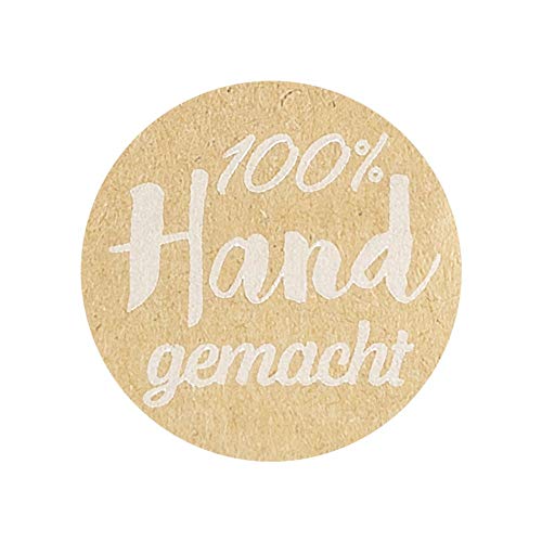 Ideen mit Herz Kraftpapier-Sticker | 100% Handgemacht | Ø 2,5cm | Etiketten-Aufkleber auf Rolle | 500 Stück | Handmade Aufkleber | ideal für selbstgemachte DIY & Handmade Produkte