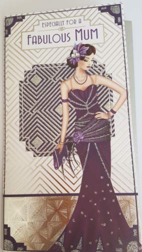 Art Deco 1920's Flapper Lady - Mum - Glittered Slim Birthday Card