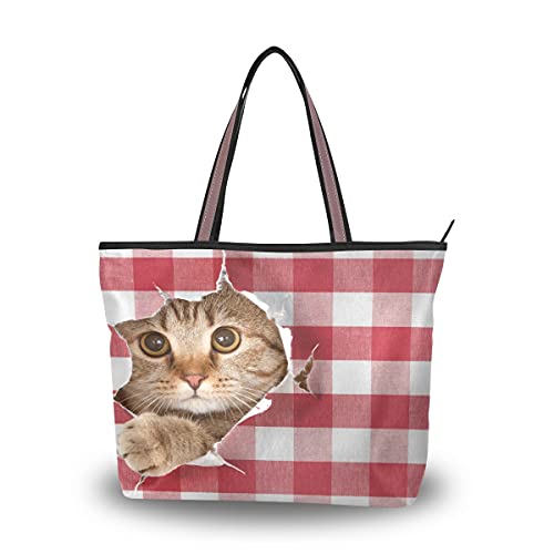 HMZXZ Britische Katze Picknick Tischdecke Handtaschen und Geldbörse für Frauen Tote Bag Große Kapazität Top Griff Shopper Schultertasche, Mehrfarbig - mehrfarbig - Größe: Medium Cover
