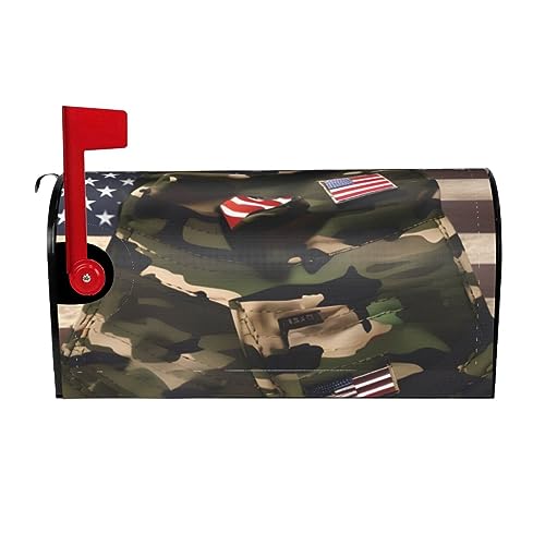 KAABNNT Camo American Flags Print Decorative Magnetic Mailbox Cover - Easy Install Mailbox Protective Shield