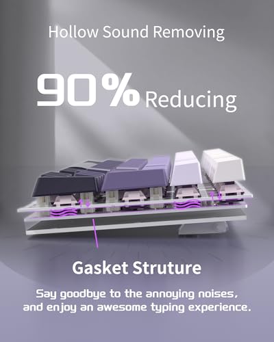 Image of MageGee SKY98 Mechanical Gaming Keyboard, 96% Hot Swappable Wired Custom Creamy Keyboards w / 5-Layer Sound Dampening, RGB Backlit, Side Printed Keycaps for Win /Mac (White & Purple, Purple Bird Switch)