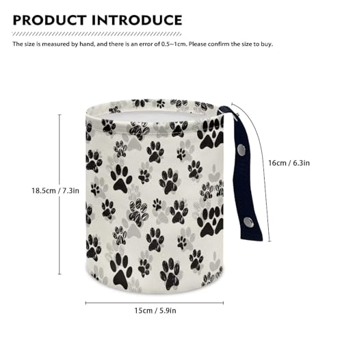 Image of Renewold Car Trash Can Car Trash Bag Foldable Hanging Dog Paw Black Beige Trash Bin Garbage Can Adjustable Button Straps Home Office Camping Picnic Beach Storage Organizer Bag Container