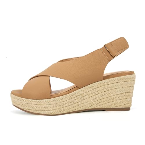 VICKI·VICKI Women's Platform Espadilles Wedge Beach Sandals Summer Sandals Open Toe Ankle Strap Sandals