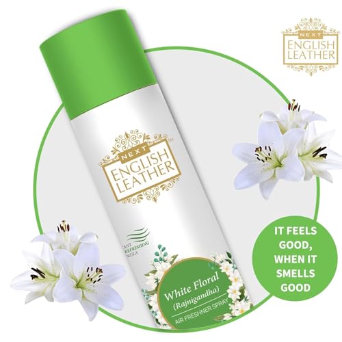 Image of Next Care English Leather Air Freshener Spray 220ml | Long Lasting Room Freshener for Home, Office & Car | Odour Eliminator (Rose & White Floral)