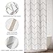 mDesign Fabric Geometric Shower Curtain - Herringbone Chevron Print with Reinforced Buttonholes for Master/Guest Bathroom - Machine Washable & Water Resistant Curtains - 72