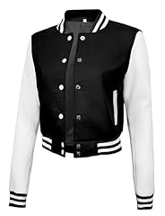 Black and White - Cropped Womens Varsity Jacket