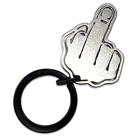 SQUATCH METALWORKS Da Bird Middle Finger Flip-Off Keychain/Charm, Keyring Gift, Stainless-Steel, Made in USA Cover