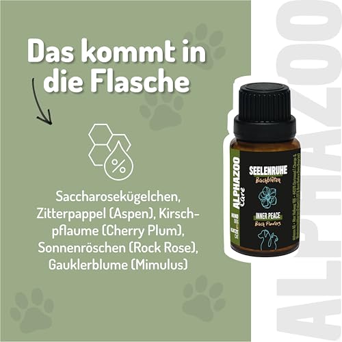 alphazoo Seelenruhe Anti-Stress Bachblüten für Hunde & Katzen 15g I Globuli Beruhigungstabletten gegen Hektik & Stress I Natürliches Beruhigungsmittel