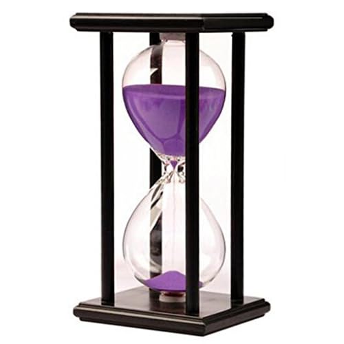 Lodunsyr 60 Minuten Sanduhr Uhr 1 Stunde Zuhause Dekoration Sanduhr-Timer Büro Ornament Sanduhr Hölzern Rahmen Hourglass Timer Sandglass 1 Stunde Küche Timer Violett
