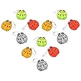 DOITOOL Reflective Ladybug Keychain Pendant Set 12Pcs Silver White Creative Film for Purse and Bag Hanging
