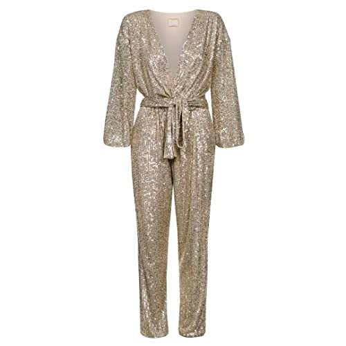 Combinaison à paillettes dorée Camila vêtement de fête haut de gamme en taille 38