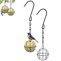 2 Pcs Fat Ball Bird Feeders, Hanging Bird Feeder Metal Fat Ball Bird Holder with 2 S-shaped hooks for Outdoor Garden Wildlife Birds Finch Sparrow Robin