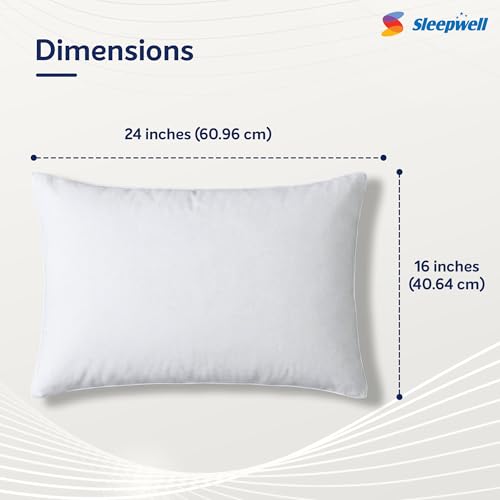 Image of Sleepwell Umang L Pillow | Conjugate Fibre | Neck Support & Pressure Relief | Hypoallergenic & Dust Resistant | Medium Soft Firm | Lightweight & Breathable | Machine Wash | 24x16 Inch | Pack of 2