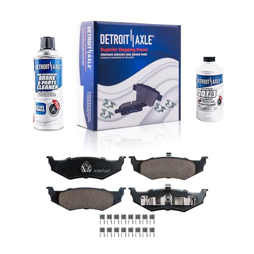 Image of Detroit Axle - Rear Ceramic Brake Pads w /Hardware Replacement for Plymouth Neon Breeze Eagle Vision Concorde Neon Chrysler New Yorker PT Cruiser Sebring Dodge Intrepid Stratus - 4pc Set