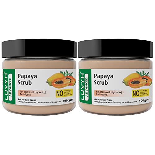 Luvyh Papaya Face Scrub Brightening & Revitalizing Face Scrub For All Skin Types 200g (pack of 2)