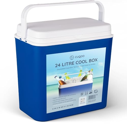 CUQOO Cool Box 24L – Compact Insulated Ice Box for Camping, Beach, Travel & Picnics – Portable Cooler with Handle – Keeps Food & Drinks Cold for Hours – Lightweight & Durable Design