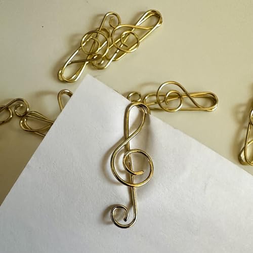 Clips metalicos para papeles con forma de clave musical (Dorado)
