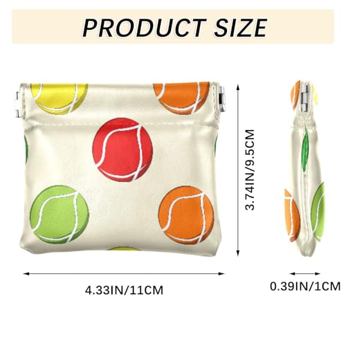 Yellow Tennis Balls Coin Purse Leather Pouch Change Purse, Squeeze Coin Pouch for Cards, Keys & Lipsticks, Unisex3