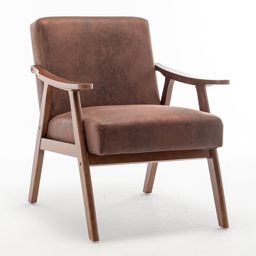 HEPMIMZHU Mid-Century Modern Chair, Living Room Chair with Solid Wood Frame, Accent Chair Extra-Thick Backrest, Wingback Chair for Bedroom, Reading Room, Living Room, Lounge Chair Indoor