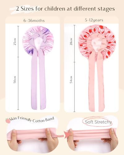 YANIBEST 2 PCS Toddler Bonnet Silk Satin Bonnet for Kids Sleeping Cap Curly Natural Hair Kids Bonnets for Girls Boys2